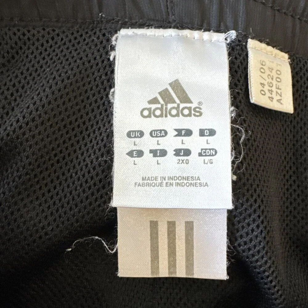 Men’s L Adidas 2006 Track Pants Drawstring Black‎ White 3 Stripe (D22)